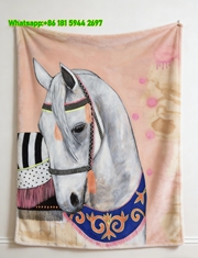 Hermes Bohemian Gray Horse Flannel Throw Blanket IMG_5474